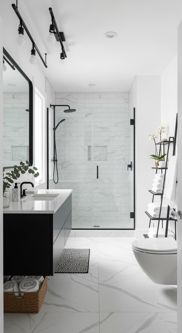 sleek black and white marble