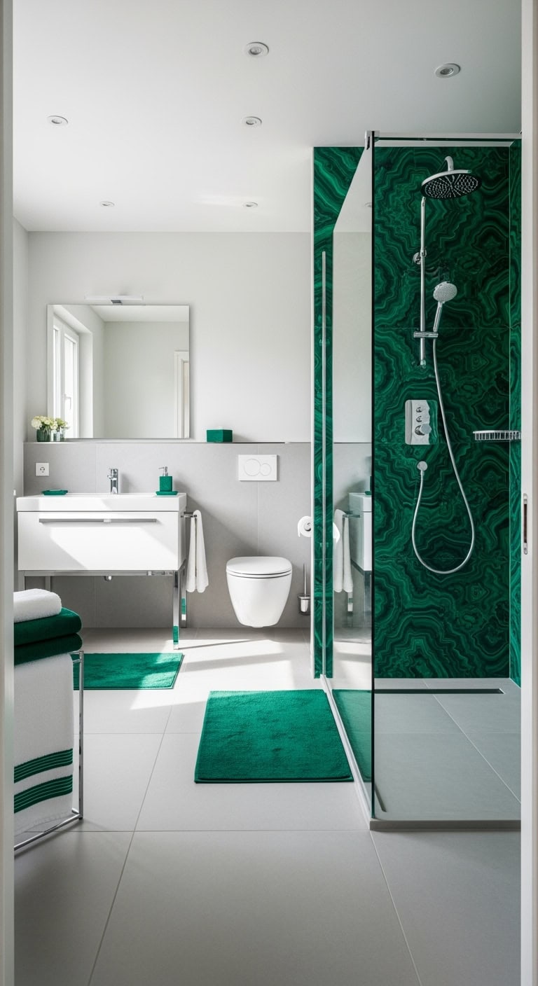 malachite green chrome bathroom