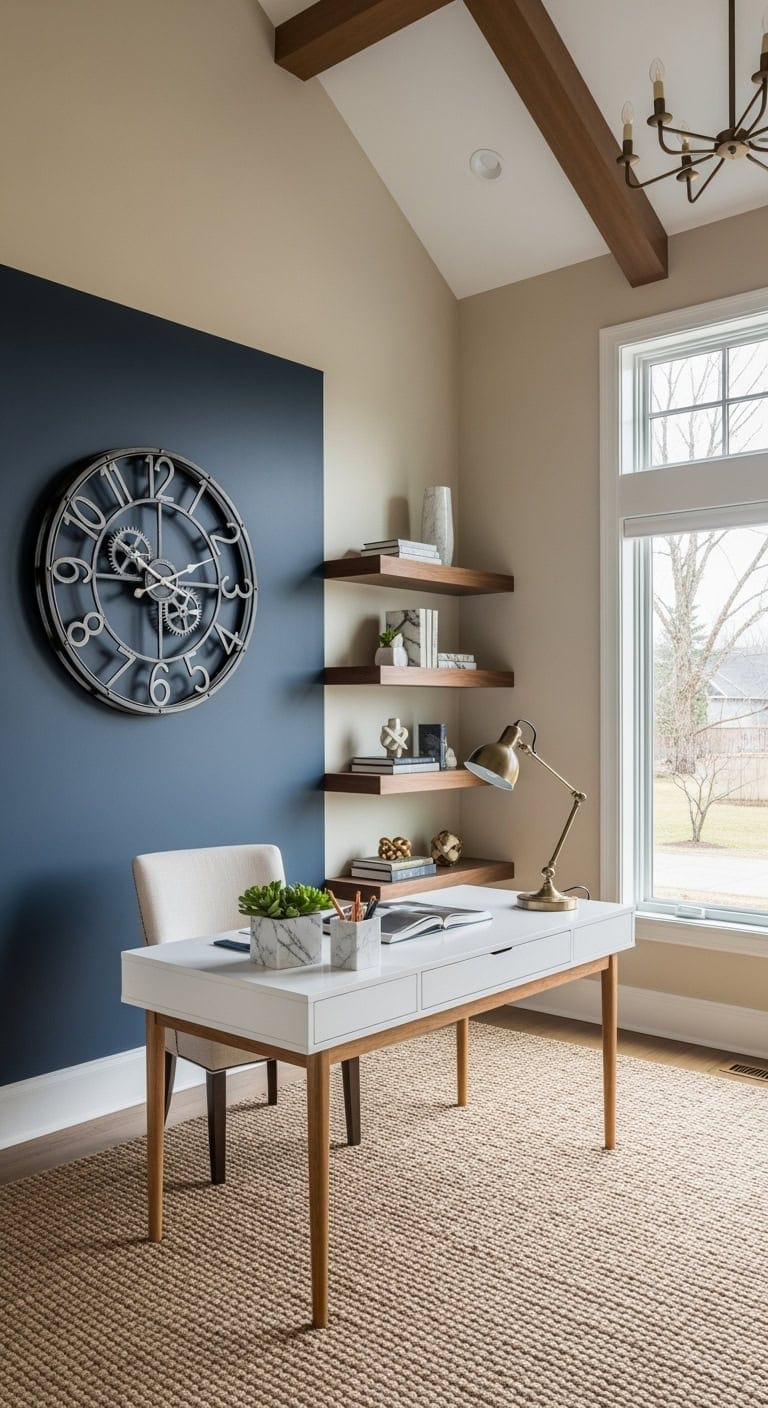 oversized industrial clock workspace