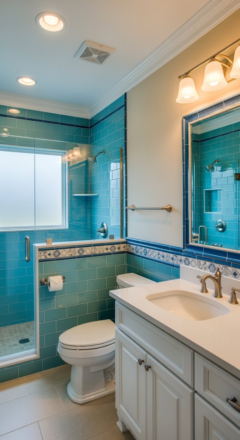 defined aqua oasis with blue borders