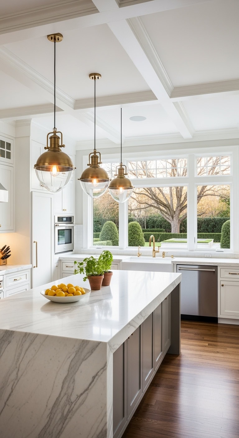 vintage modern pendant lighting over kitchen island