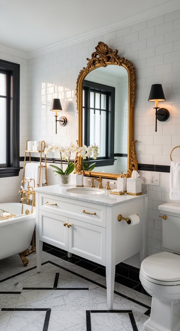 sophisticated glamorous luxurious bathroom mirror