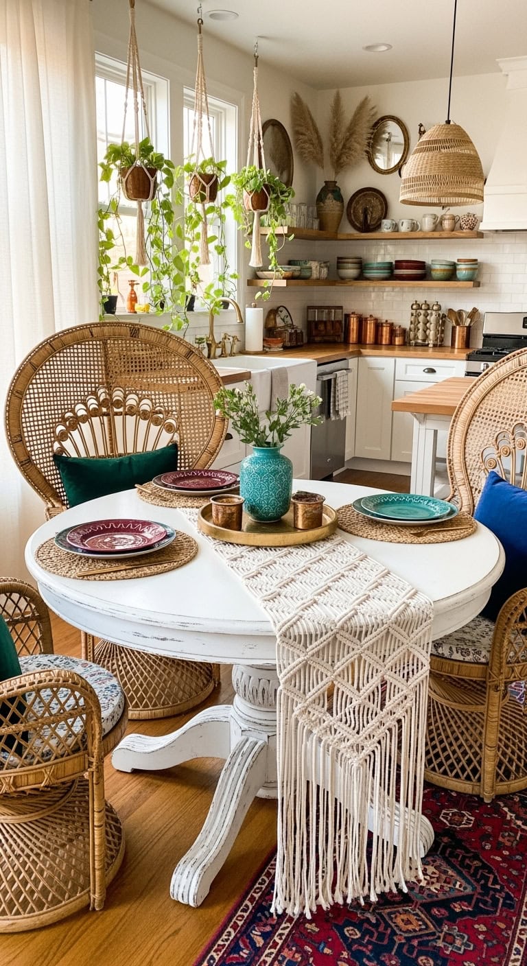 bohemian kitchen table decor