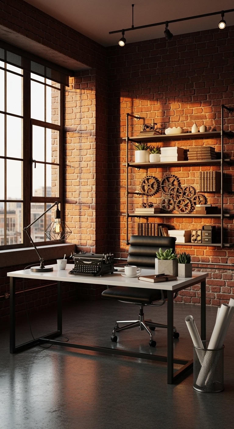 gritty industrial chic home office aesthetic