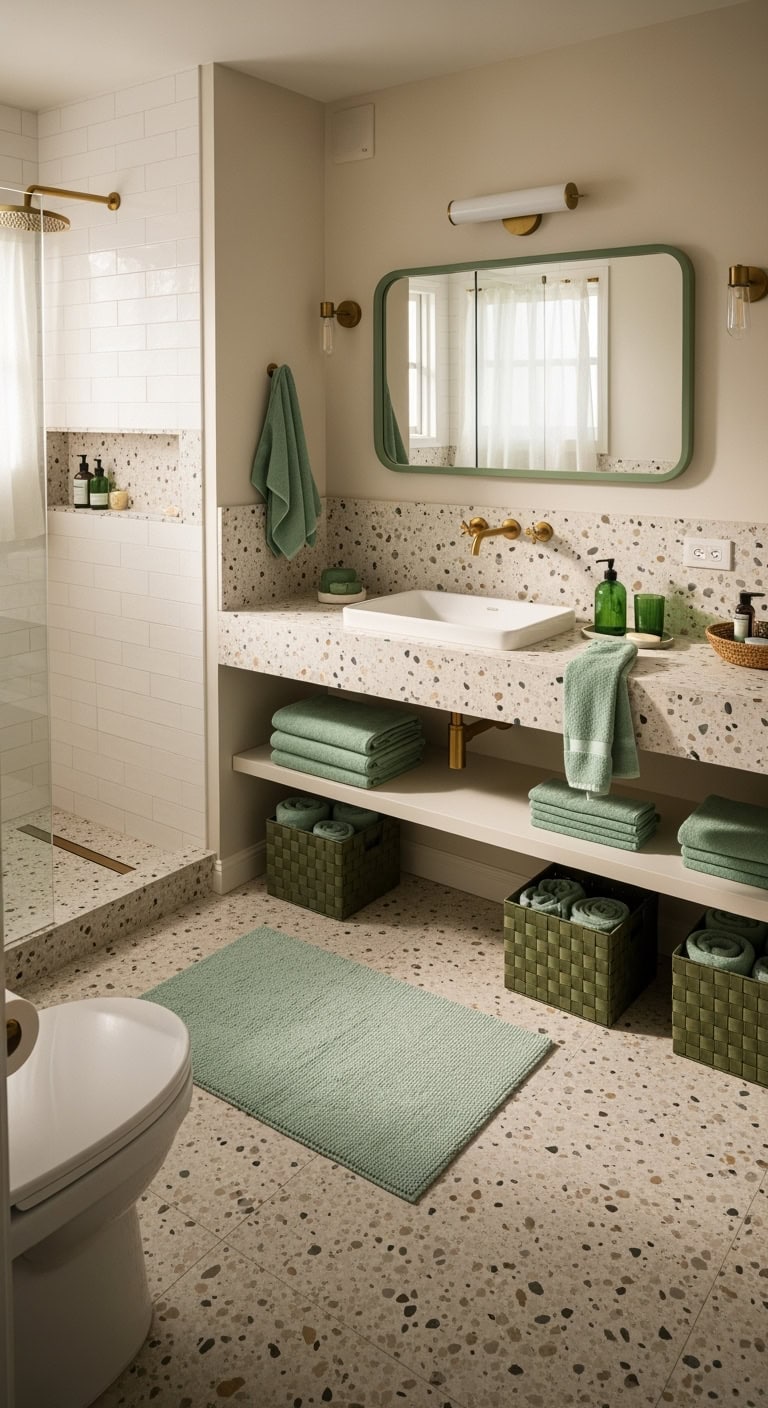 terrazzo with complementary green accents
