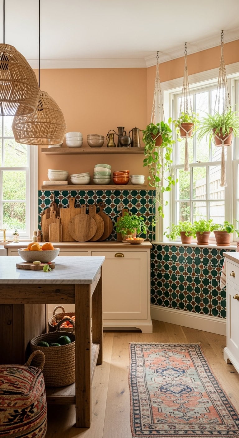 bohemian peach kitchen decor