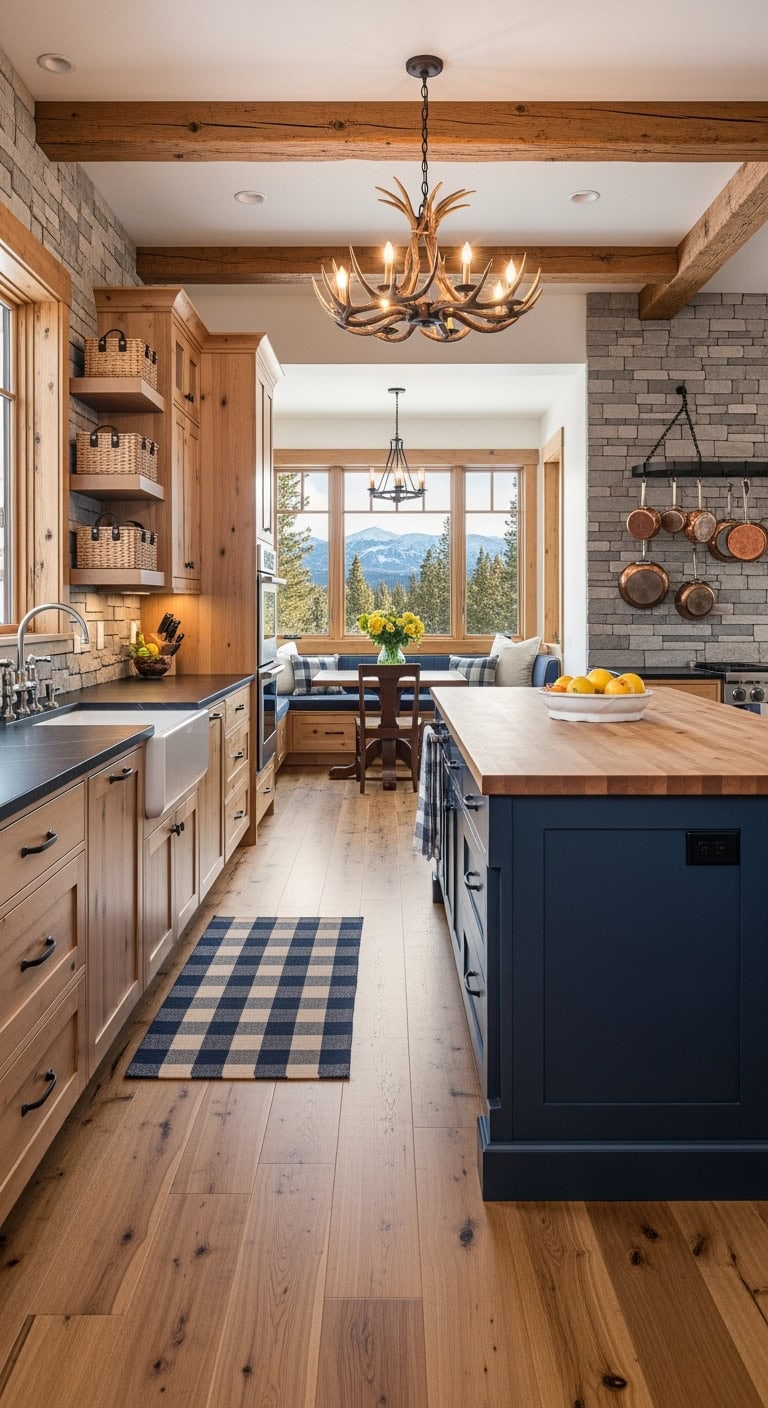 cozy rustic knotty pine kitchen