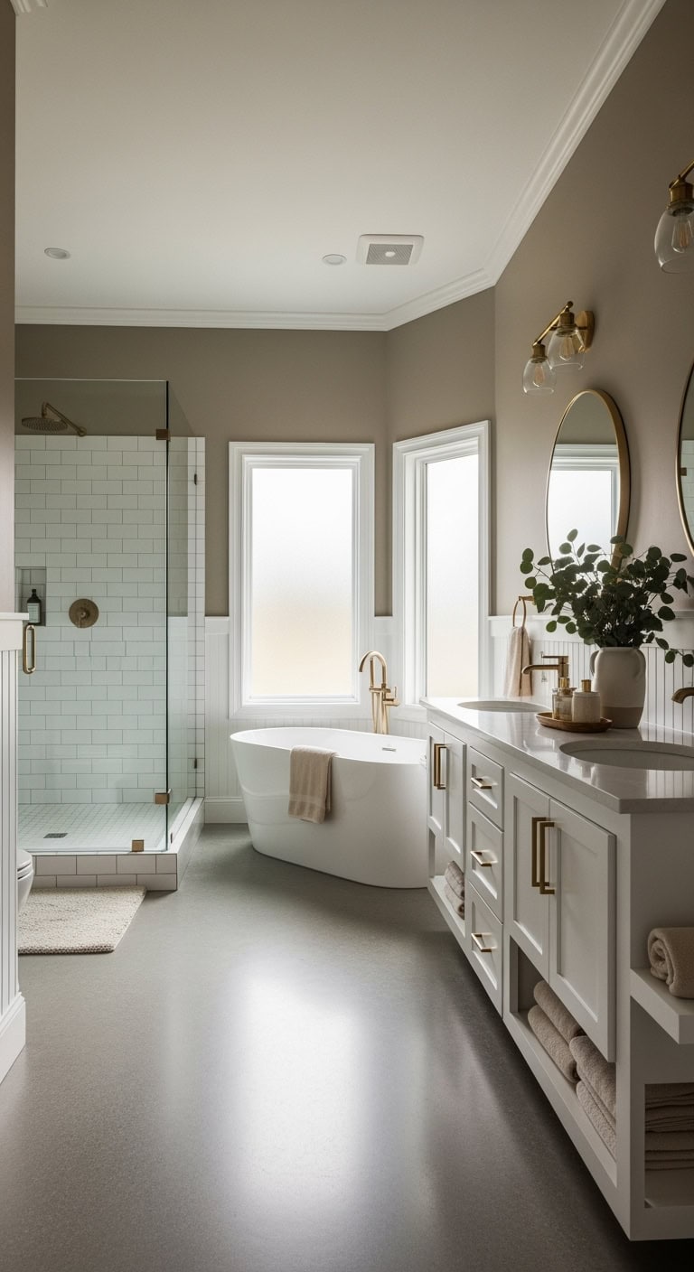 warm cozy sophisticated bathroom transformation
