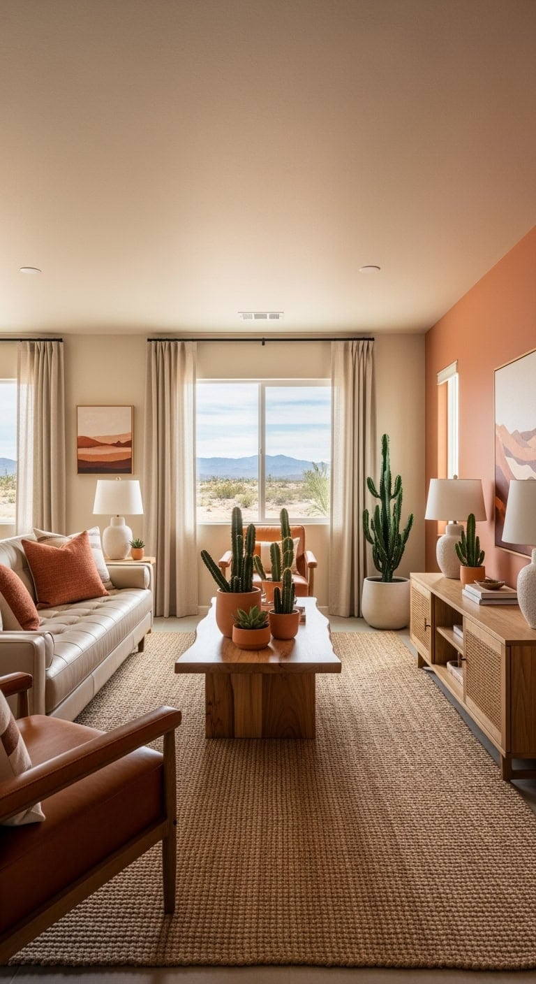 desert modern beige leather livingroom