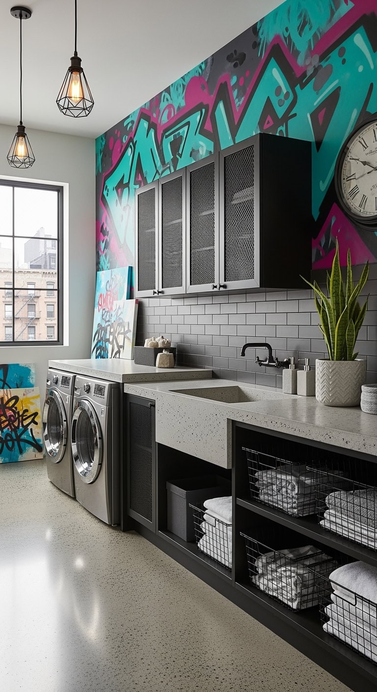 graffiti inspired concrete industrial laundry
