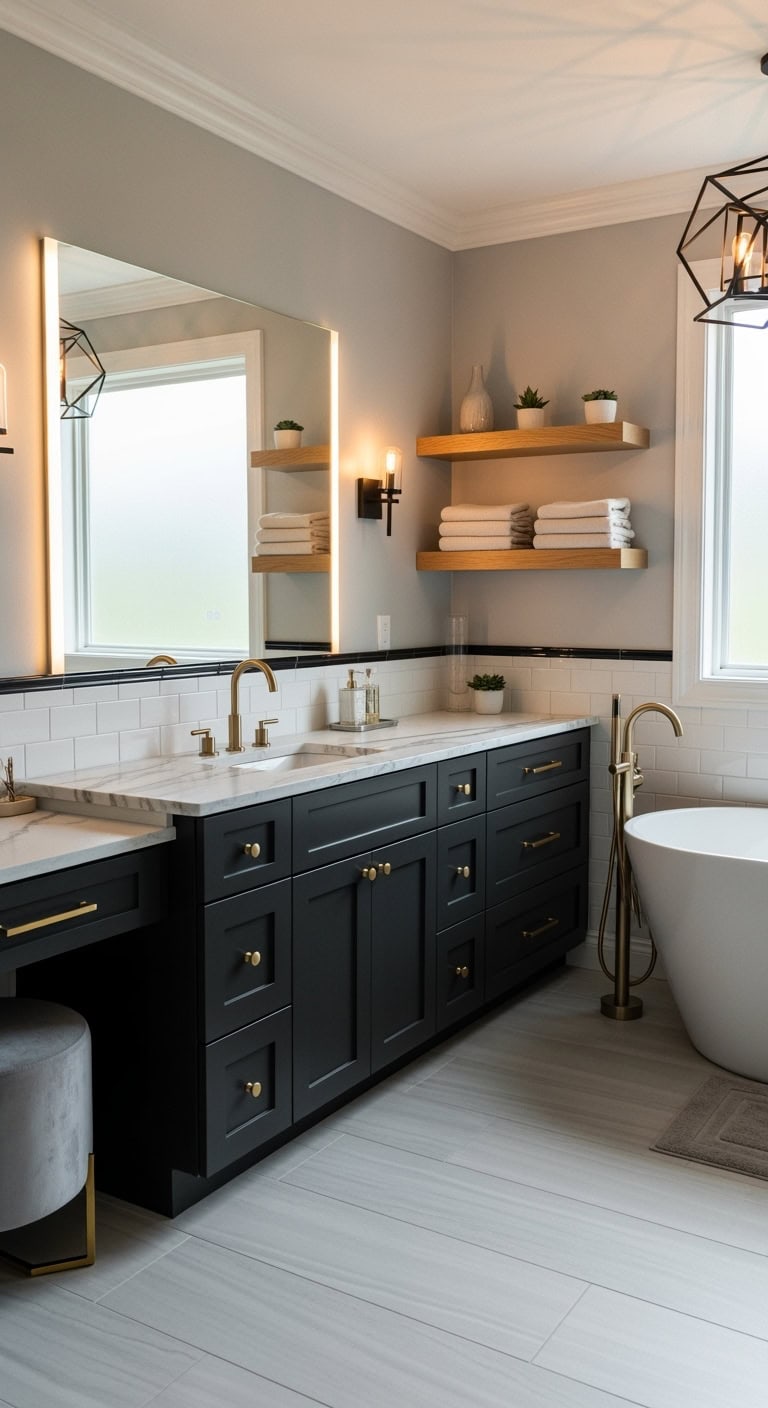 sophisticated matte black bathroom design