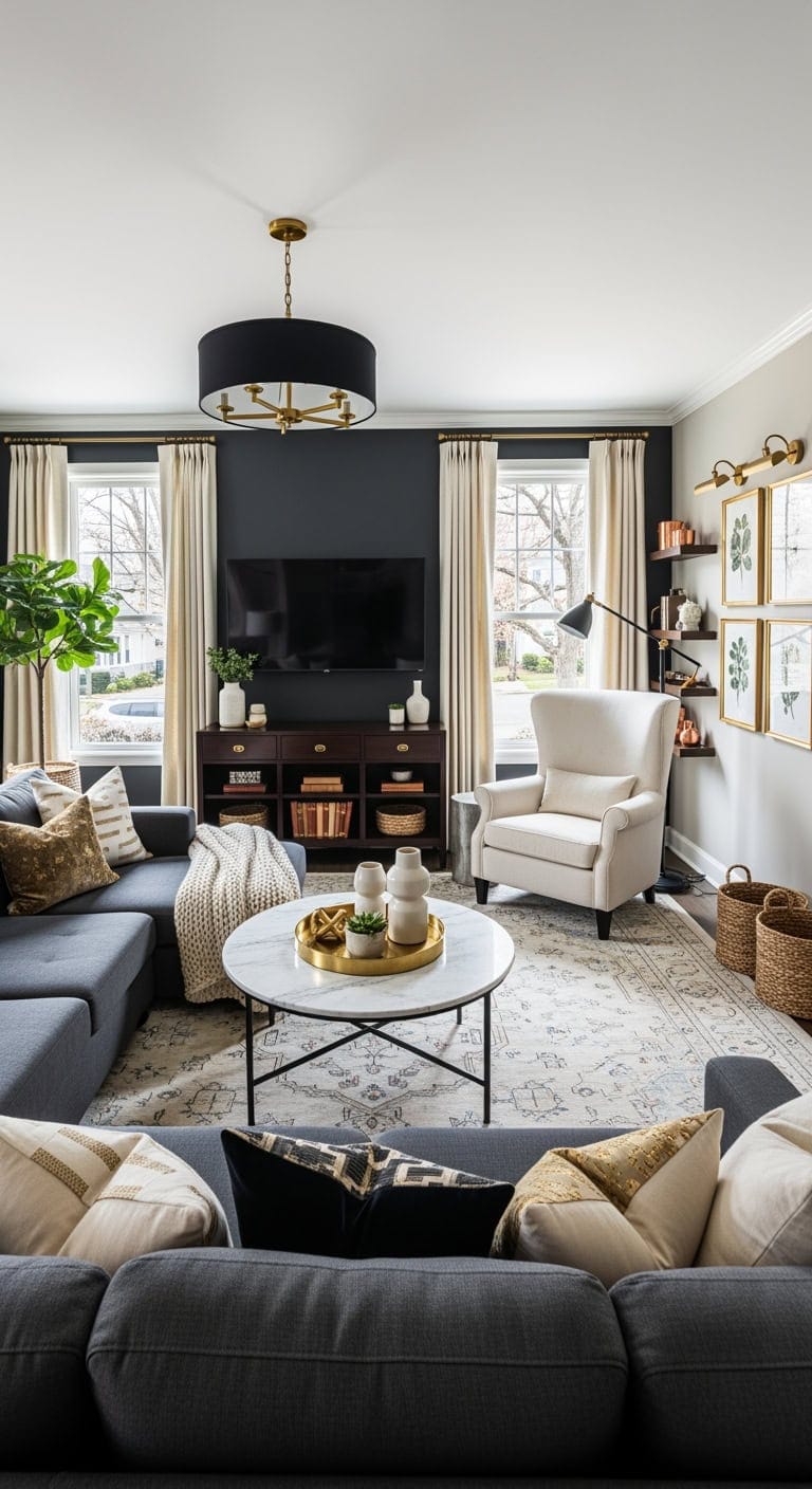 charcoal sectional cream accents