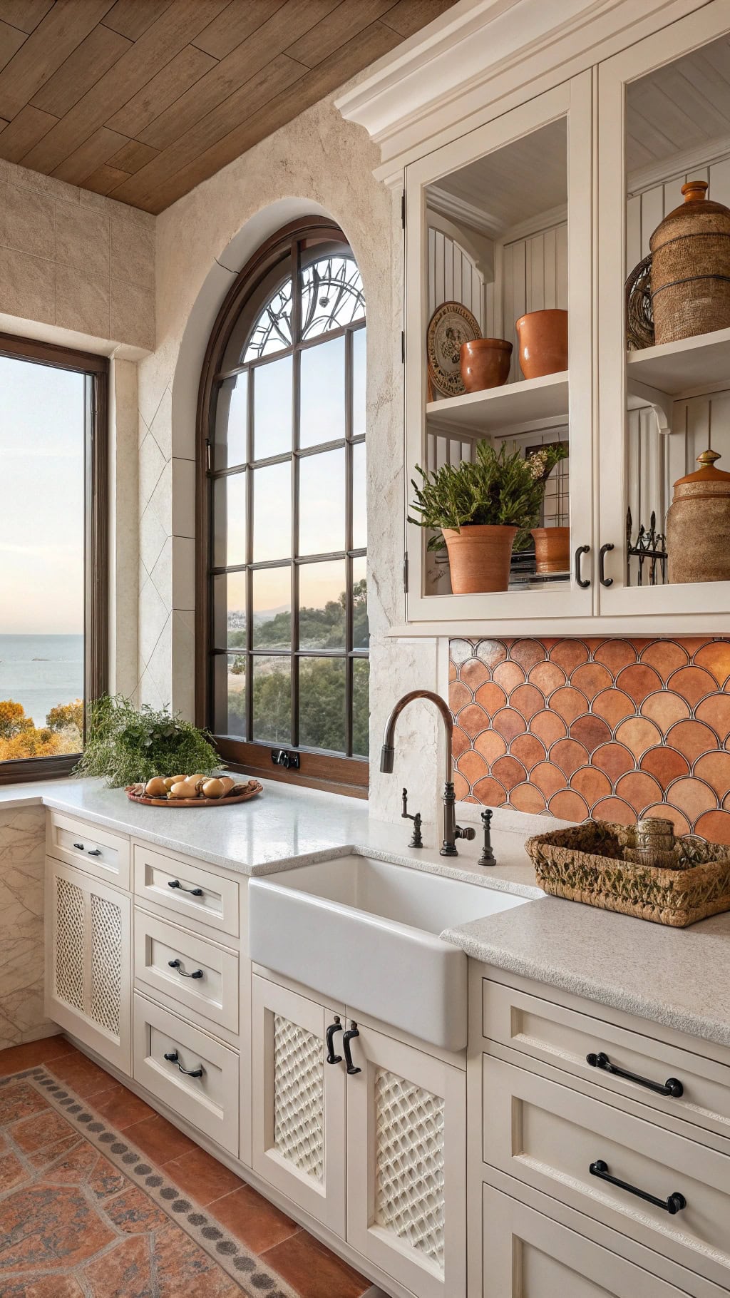 coral coastal kitchen vibes