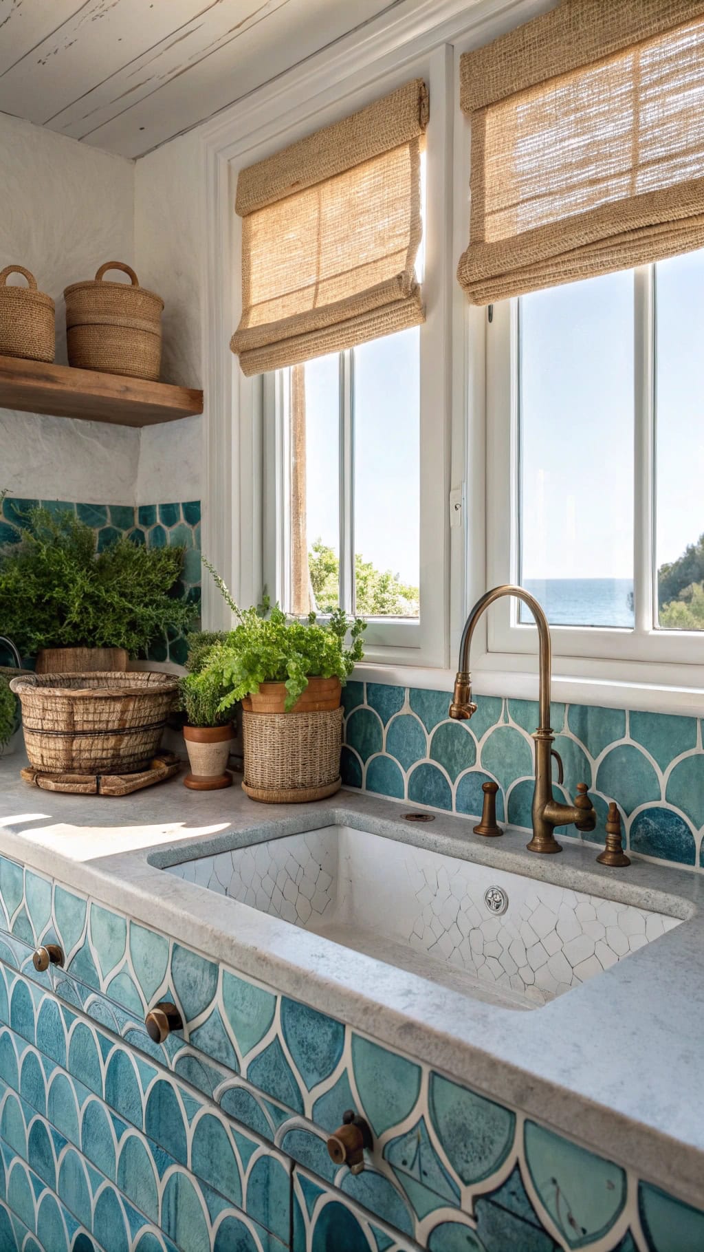 ocean blue zellige tiles