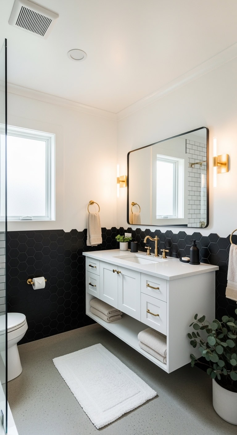 sophisticated modern matte black wainscoting