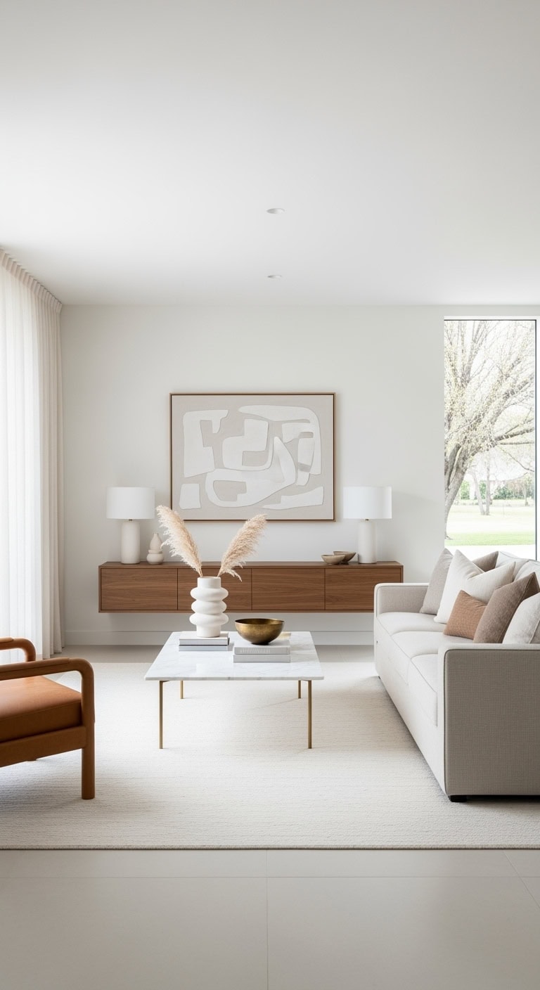 neutral modern minimalist living room