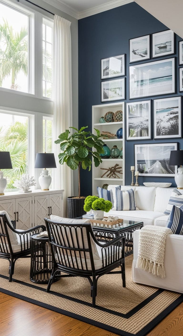 coastal black and white wickerscape