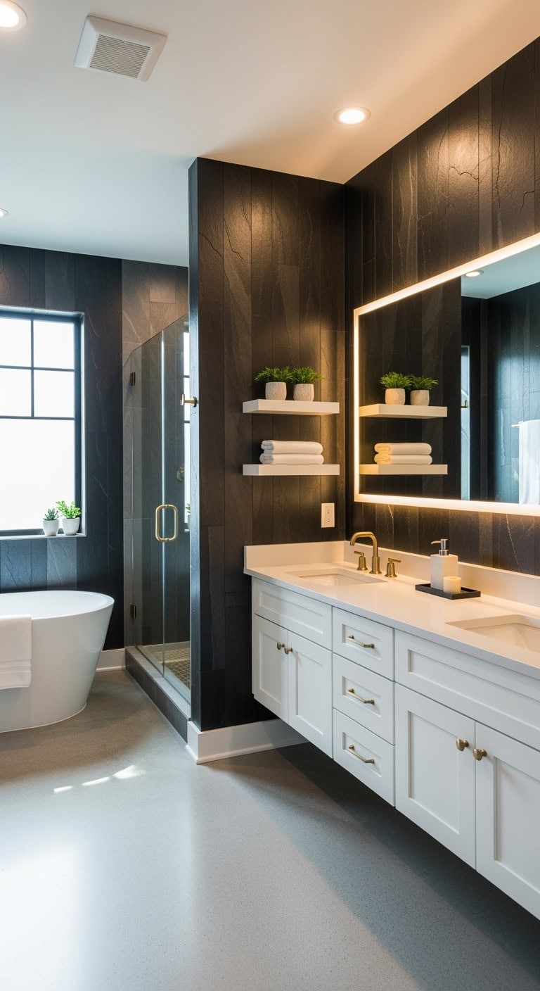 moody sophisticated charcoal wall panels