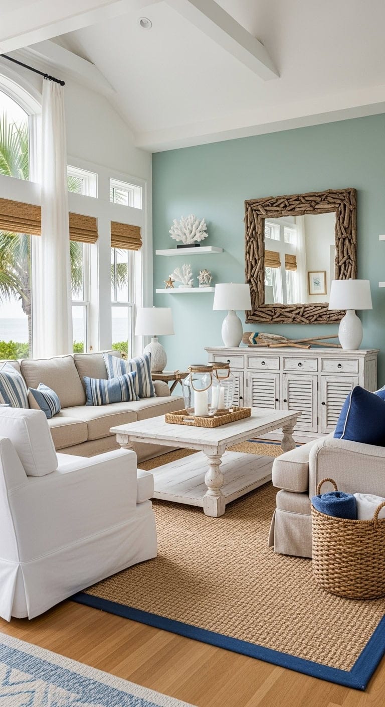 coastal sandy beige livingroom