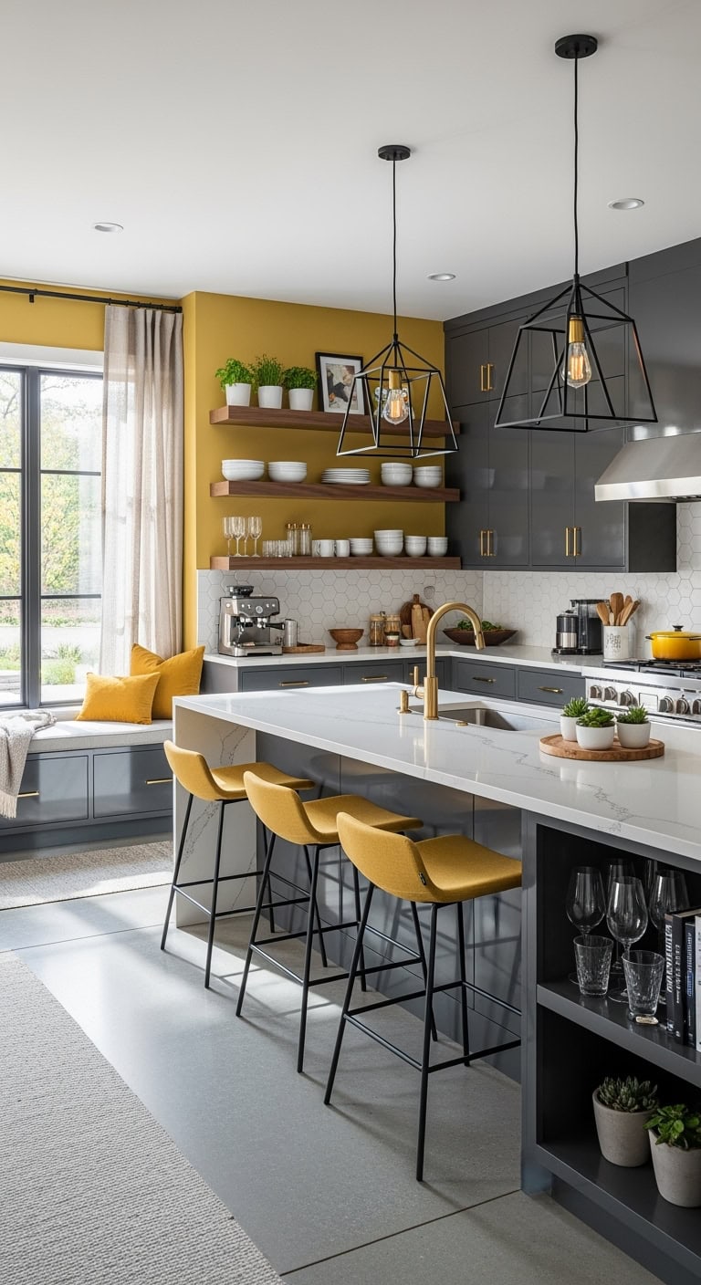 modern mustard kitchen design