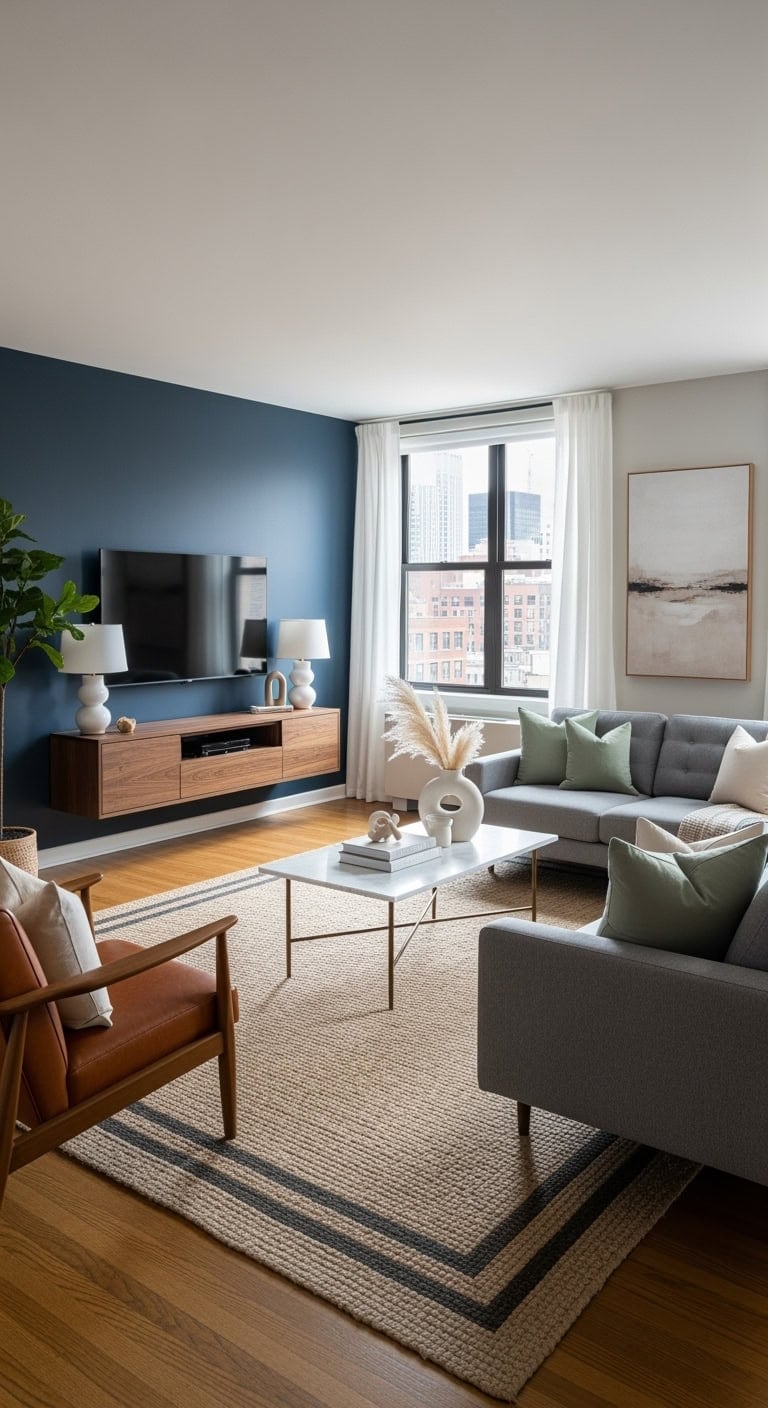 minimalist floating tv console