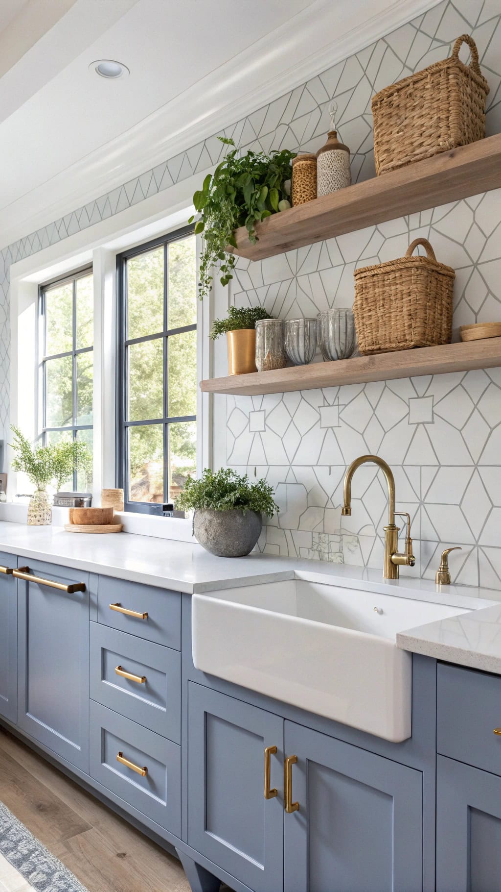 sophisticated periwinkle kitchen cabinets