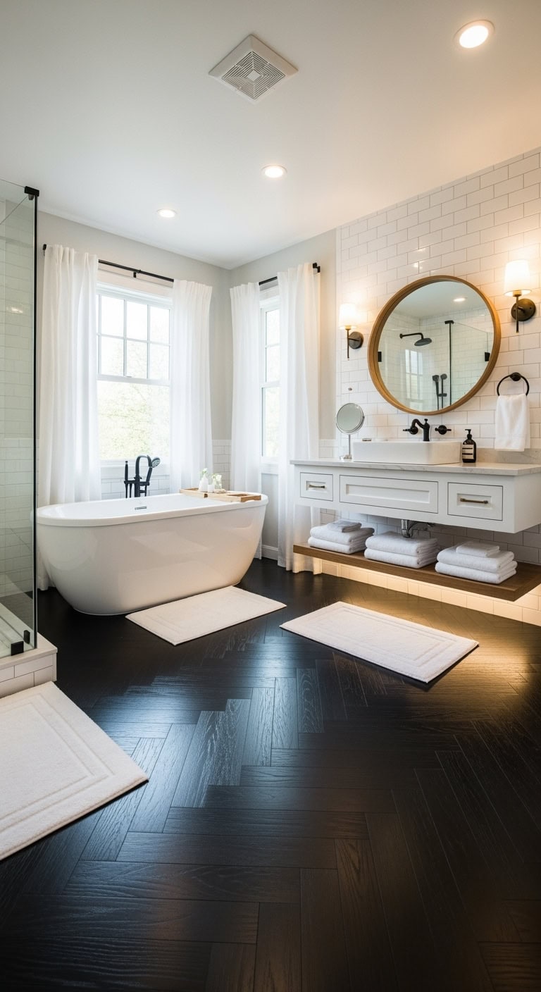 sophisticated cozy and water resistant herringbone floors