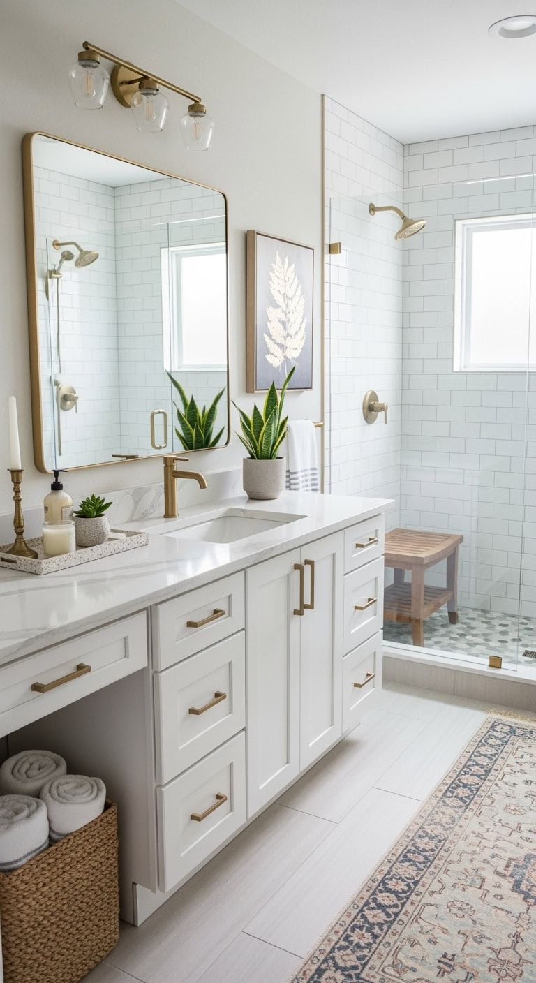 sophisticated spa like brushed gold shower