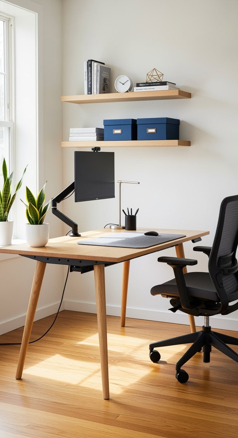 minimalist functional elegant scandinavian wood standing desk
