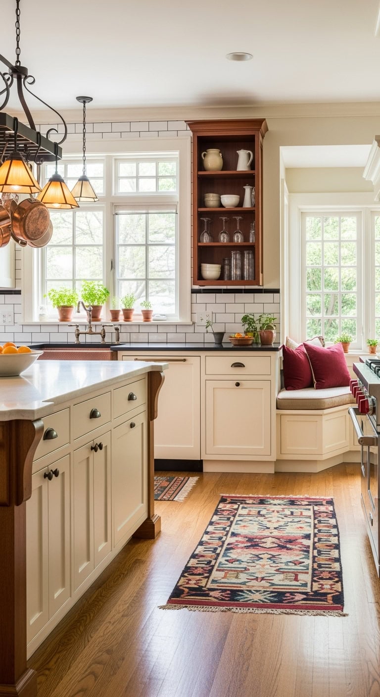 cozy craftsman cream cabinets