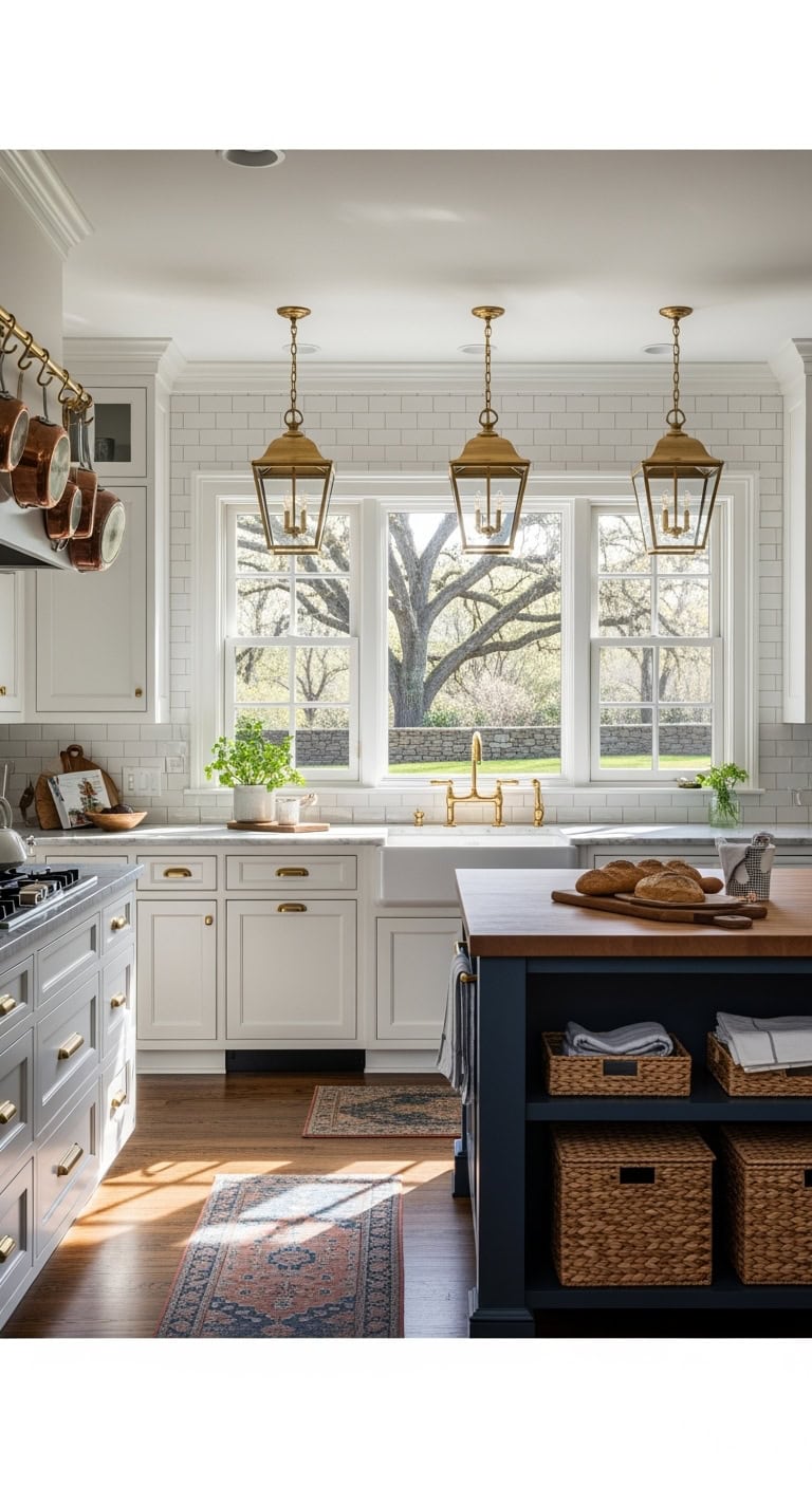 brass lanterns farmhouse sink