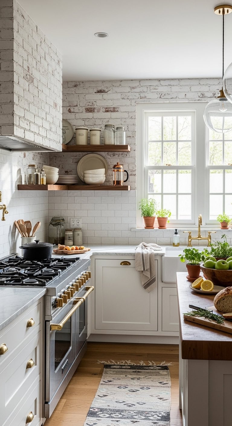 whitewash brick effortlessly warm cottage aesthetic