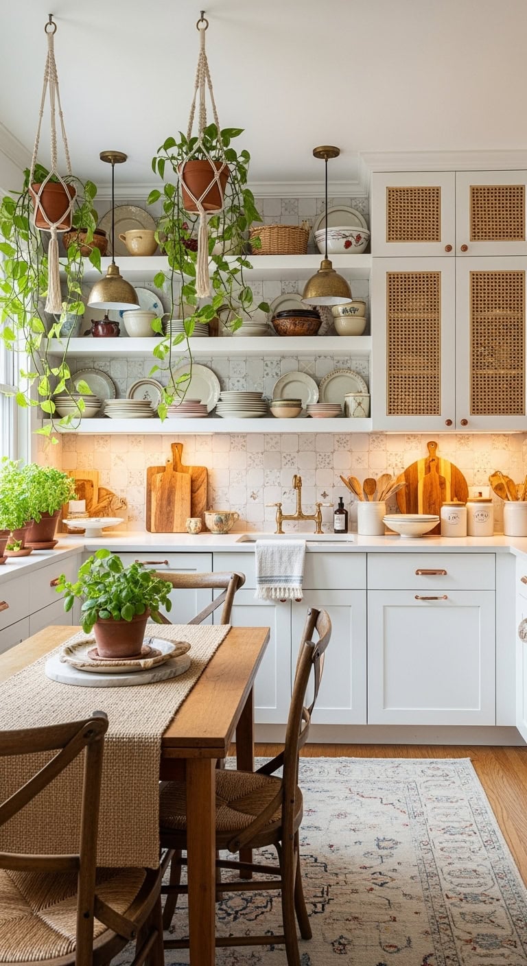 bohemian white kitchen style