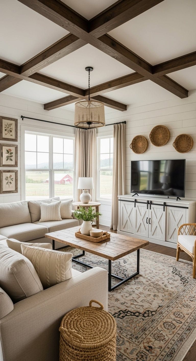 cozy modern farmhouse livingroom