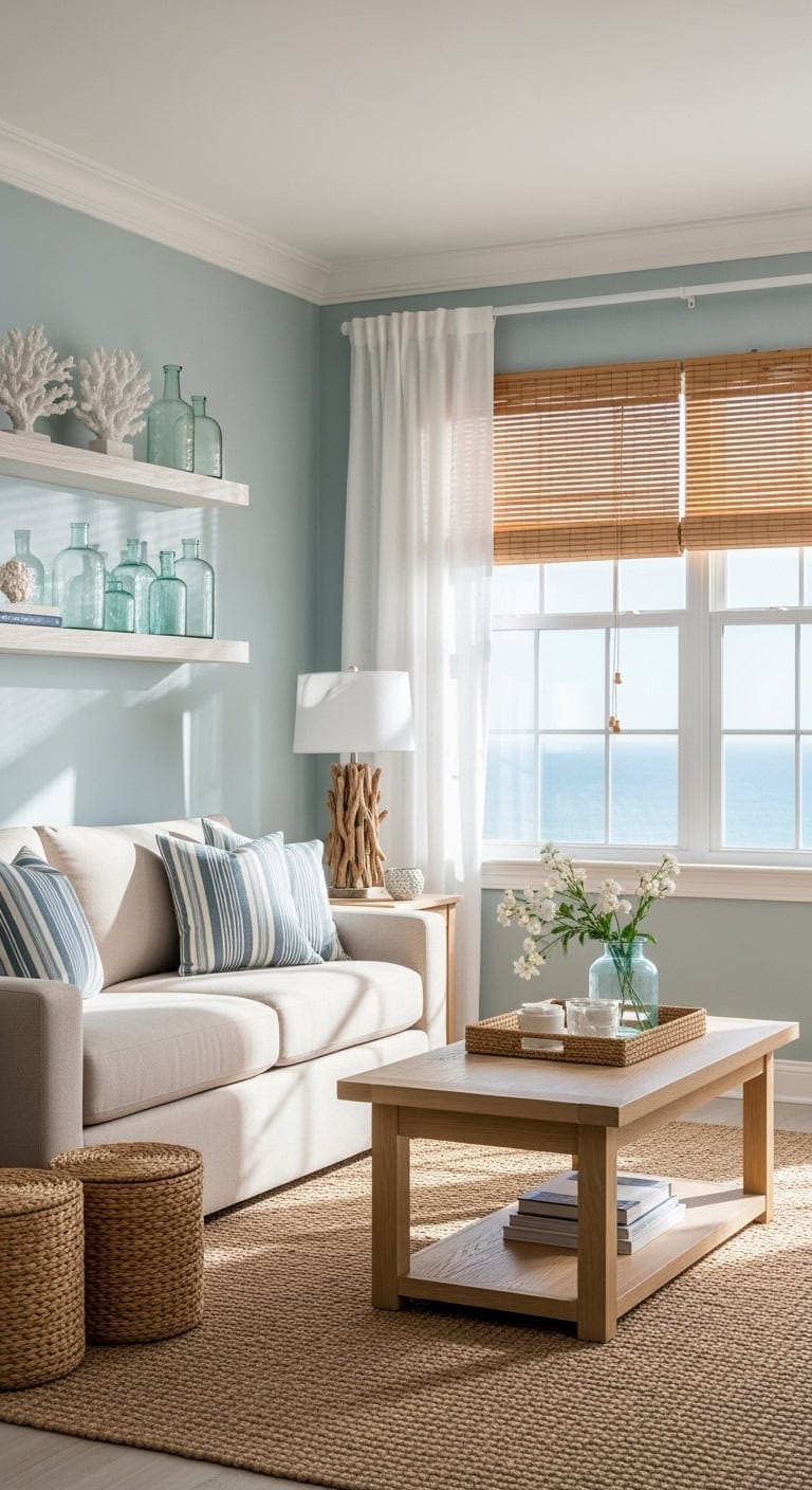 coastal inspired soft blue beige