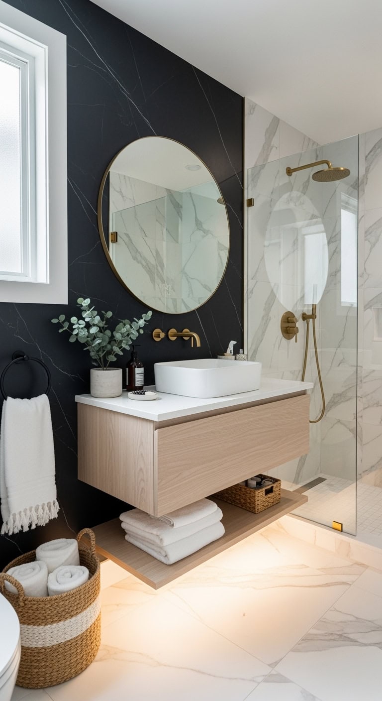 dramatic elegant bathroom transformation
