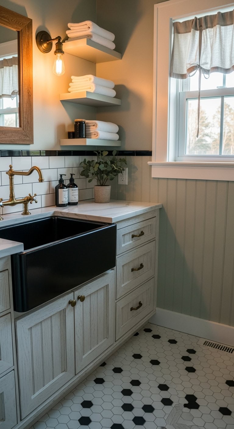 rustic modern luxurious farmhouse inspired bathroom