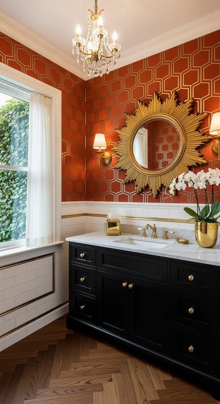 burnt orange vintage hollywood glamour