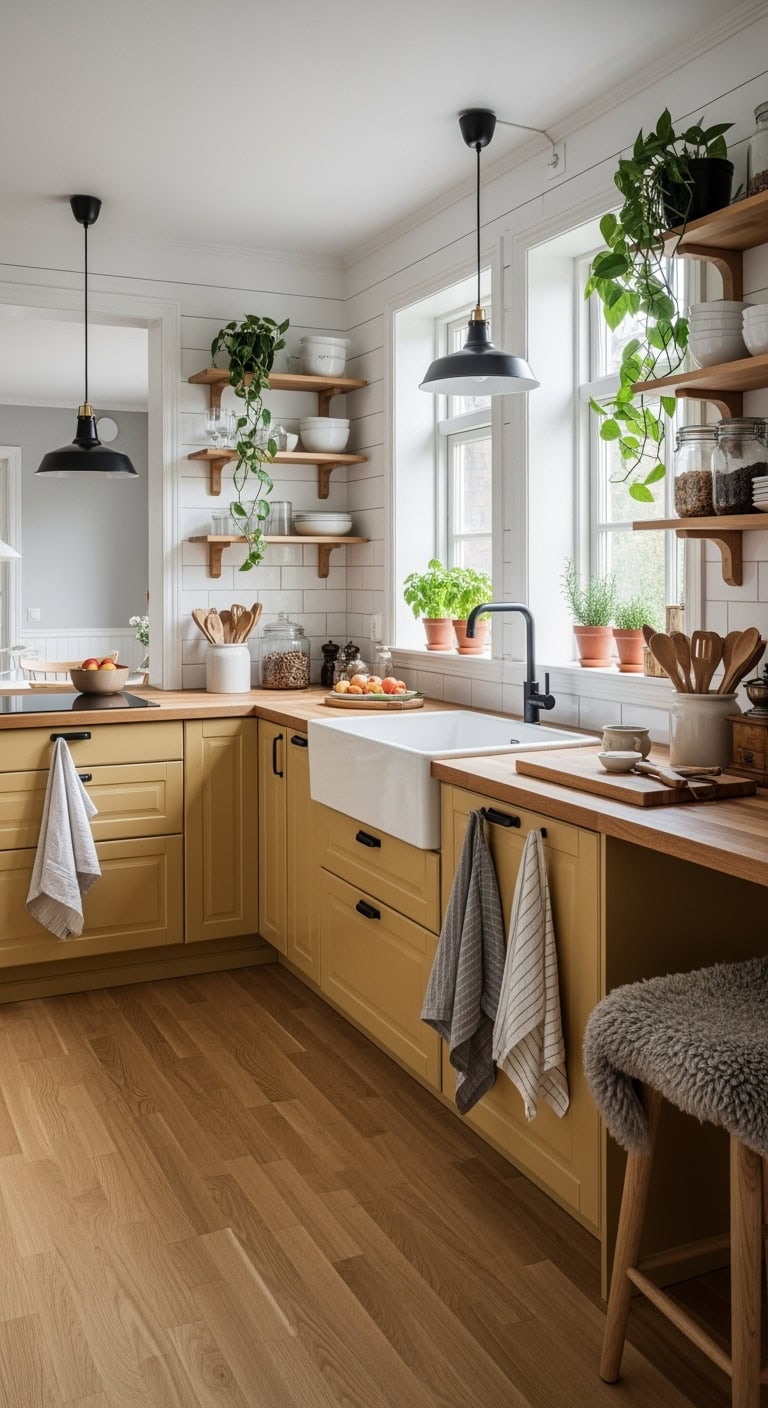 scandinavian mustard kitchen design