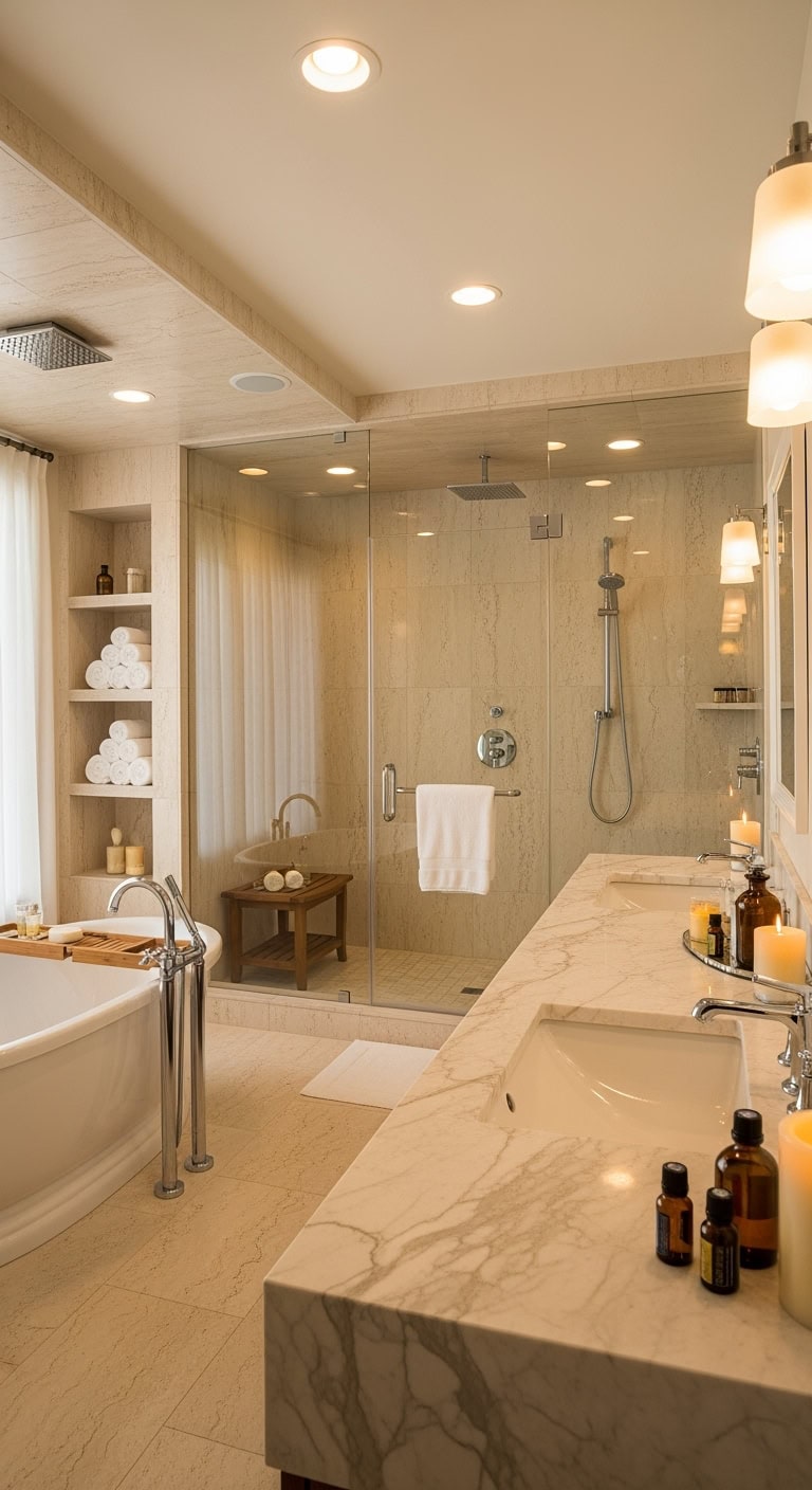 spa inspired beige marble sanctuary retreat