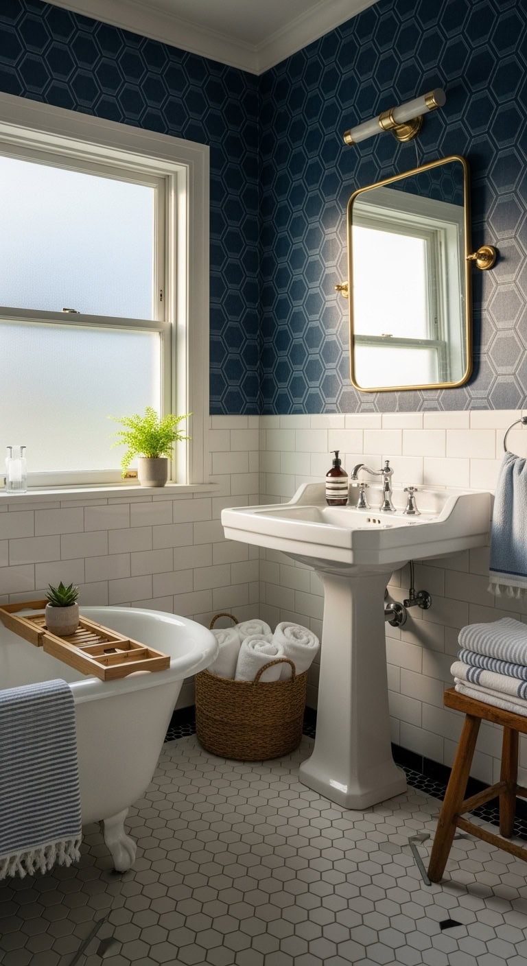 bold geometric bathroom transformation