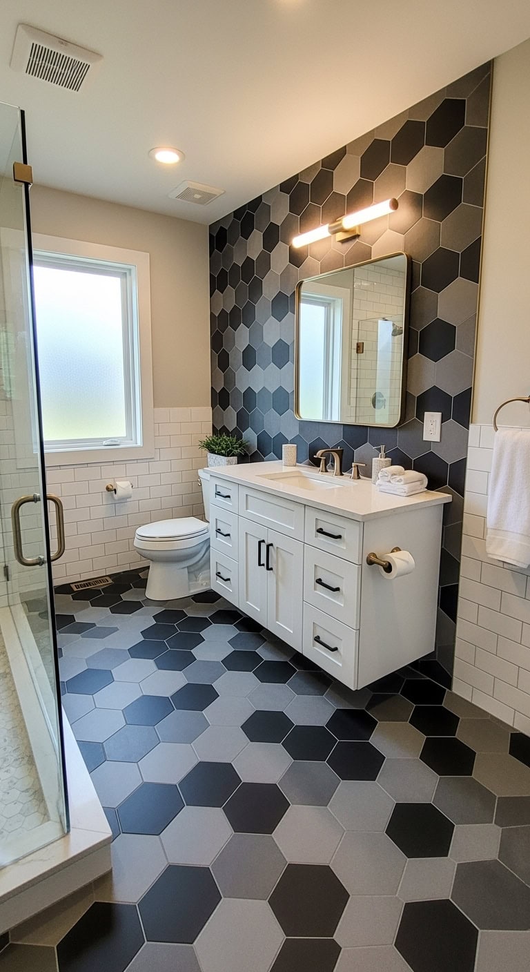 mesmerizing monochrome hexagonal tile design