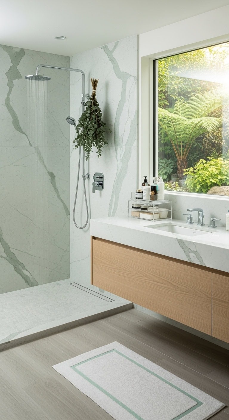 mint marble spa shower surround