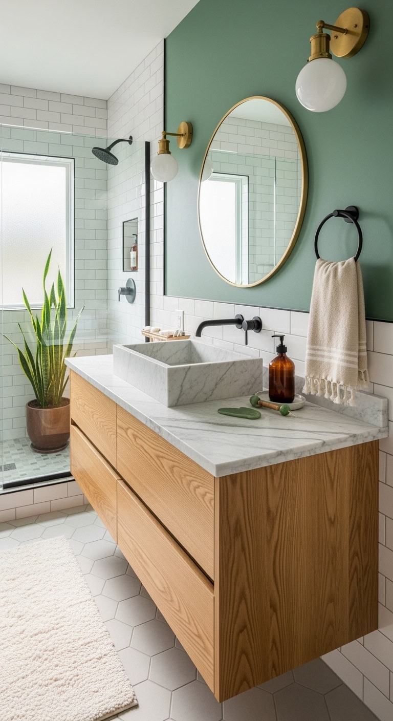 luxurious spa like bathroom accent wall