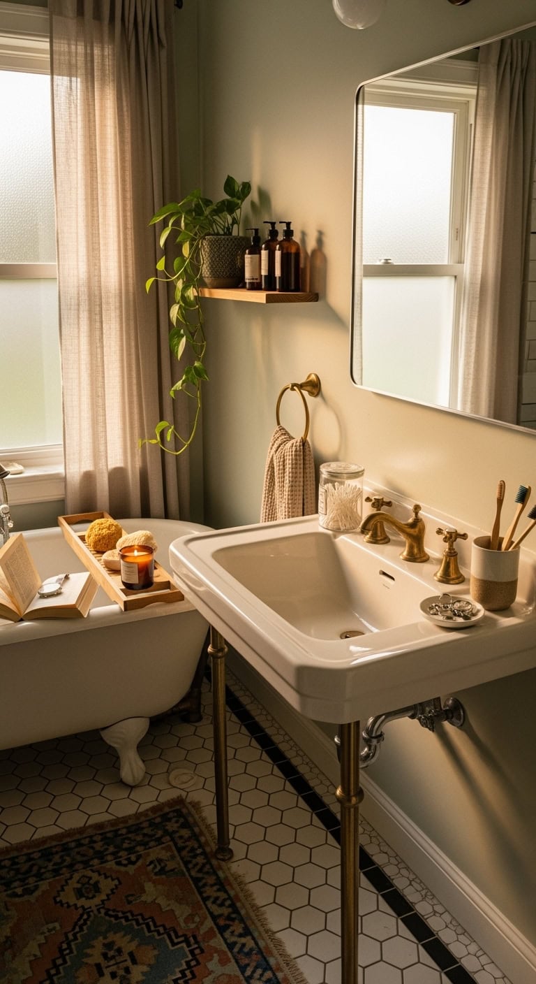 cozy european cafe bathroom aesthetics