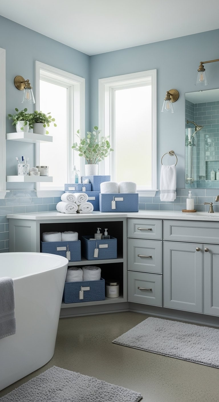 stylish organized bathroom storage baskets