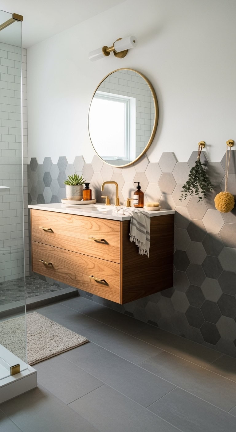 geometric oversized gray tile statement