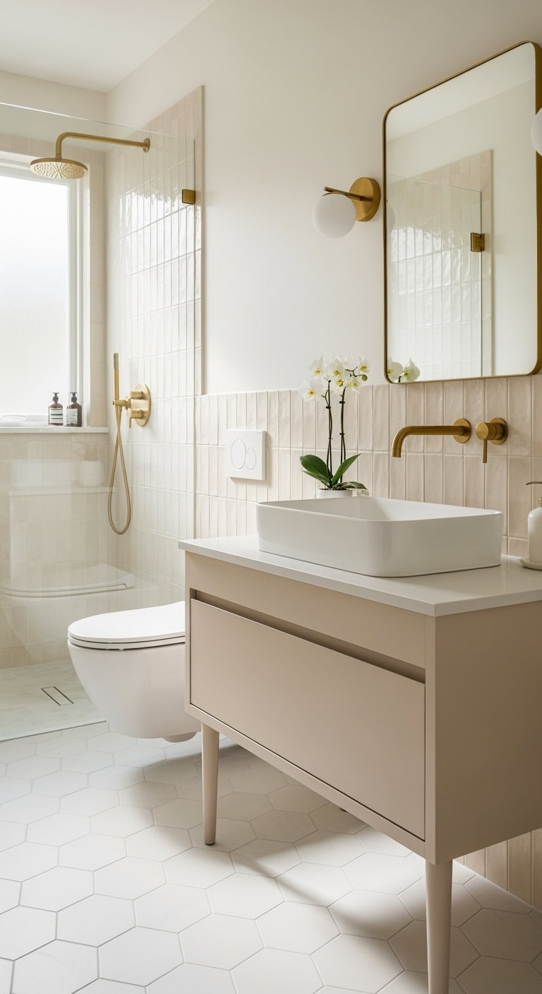 minimalist elegant serene bathroom centerpiece