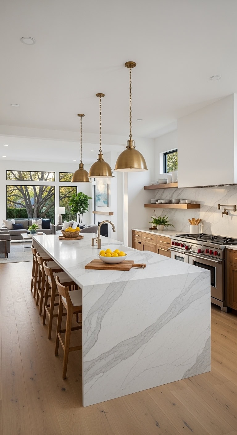 visually integrated living and cooking spaces