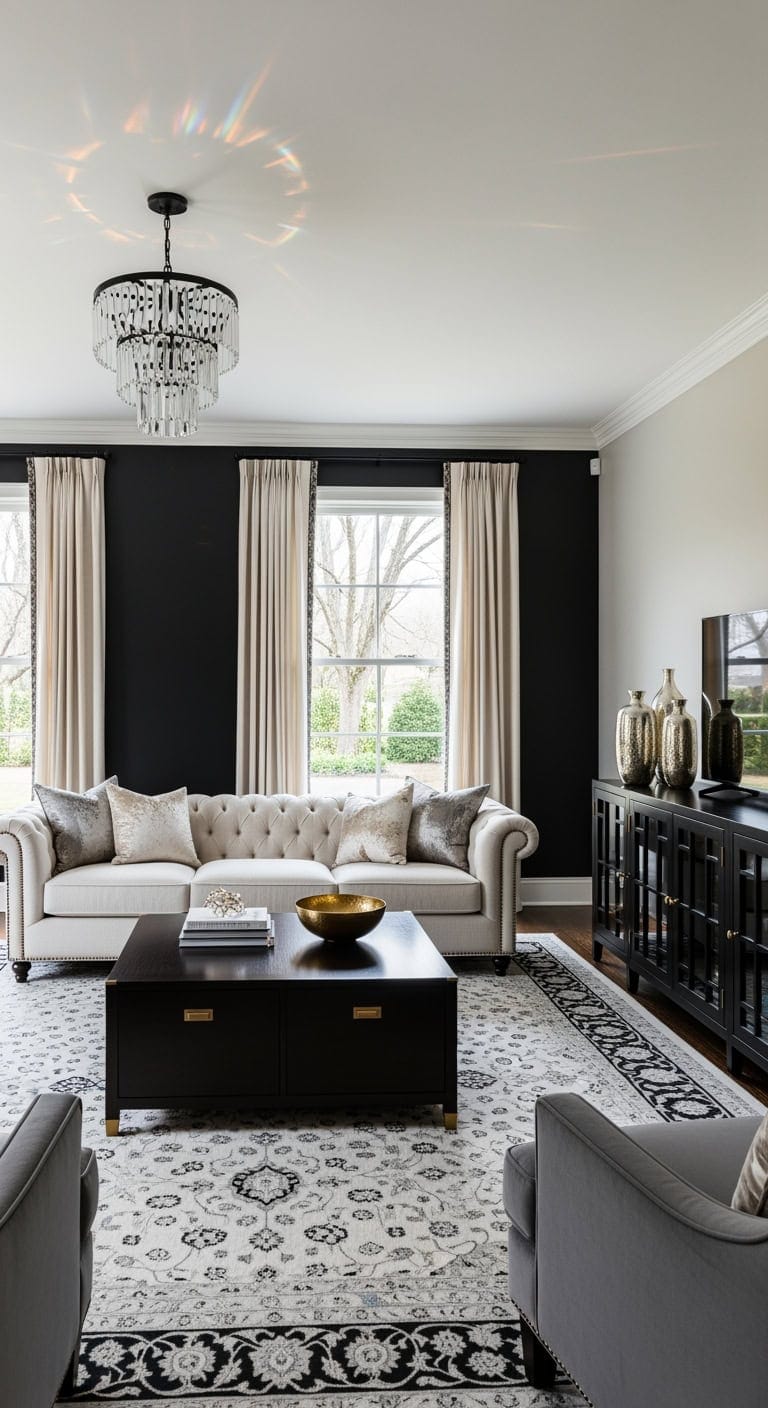 tufted cream against black